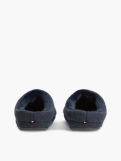 Logo Embroidery Flannel Slippers — Blue 4