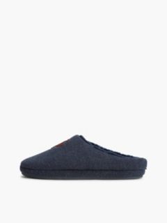 Logo Embroidery Flannel Slippers — Blue 7