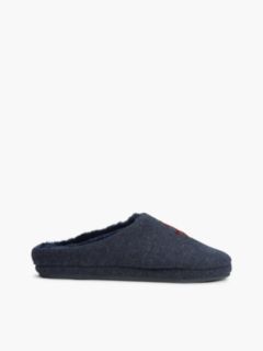 Logo Embroidery Flannel Slippers — Blue 1