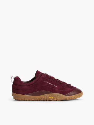 red zero drop sneaker aus veloursleder mit vibram-sohle für damen - tommy hilfiger