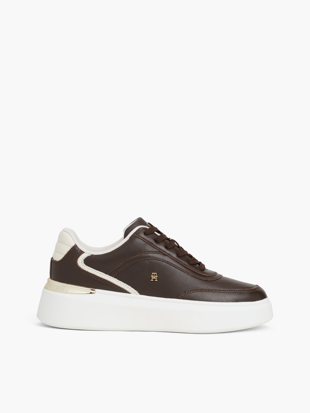 Leather TH Monogram Platform Trainers — Brown