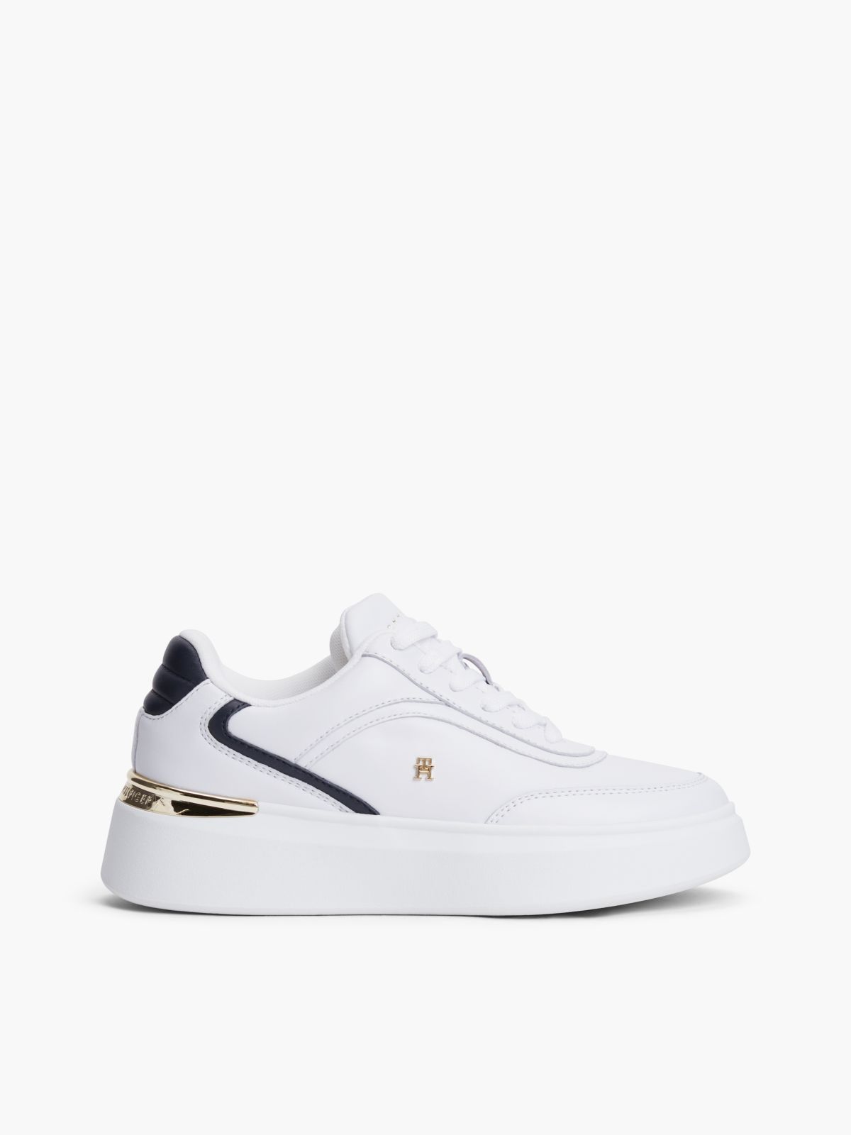 Leather TH Monogram Platform Trainers — White