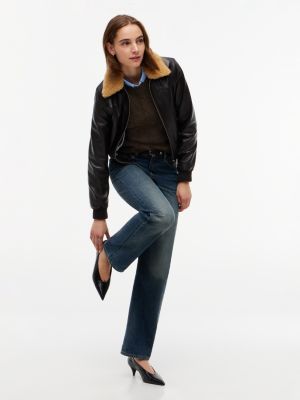 schwarz spitze leder-pumps mit kroko-prägung für damen - tommy hilfiger