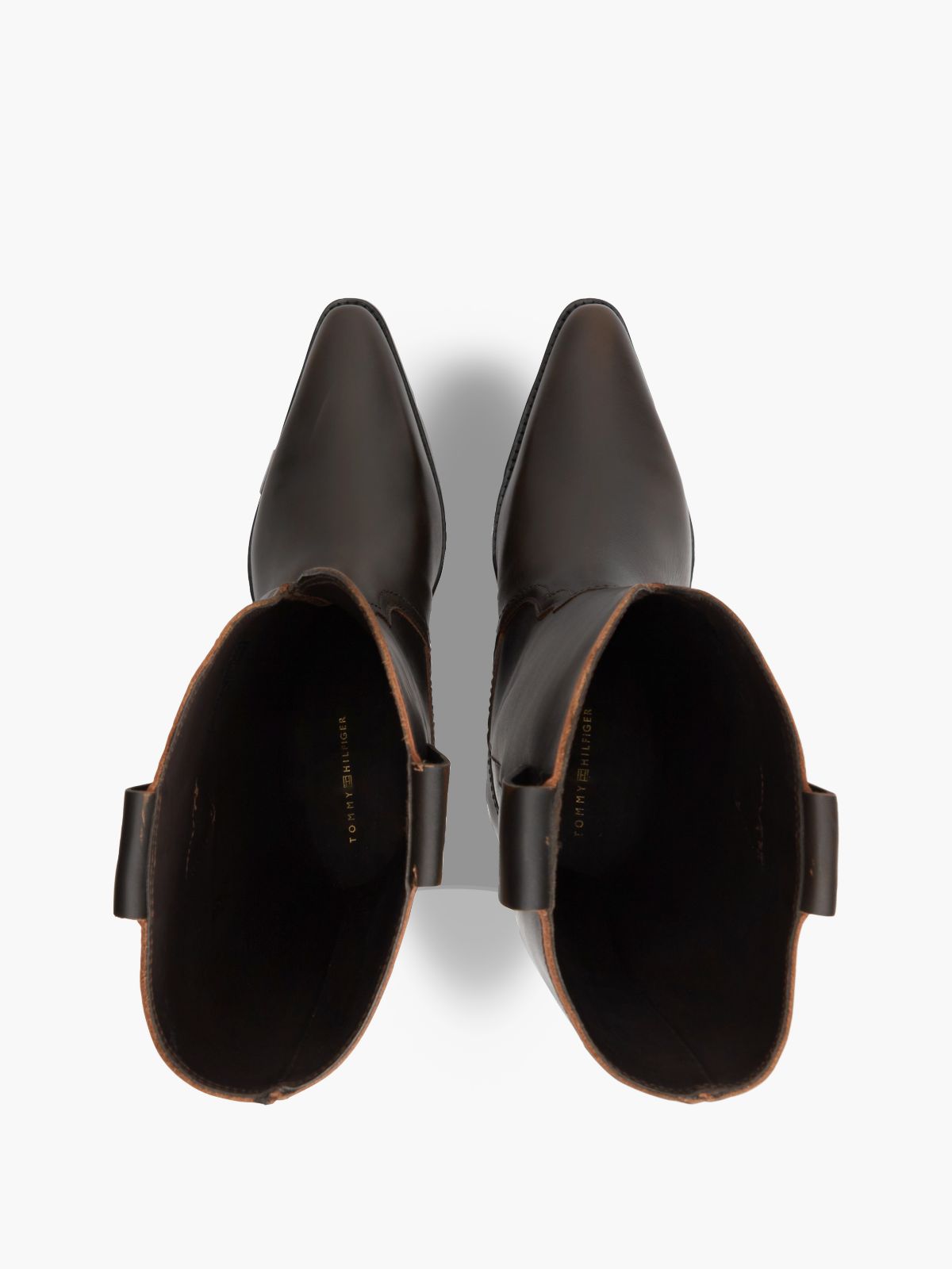TH Monogram Leather Cowboy Boots — Brown