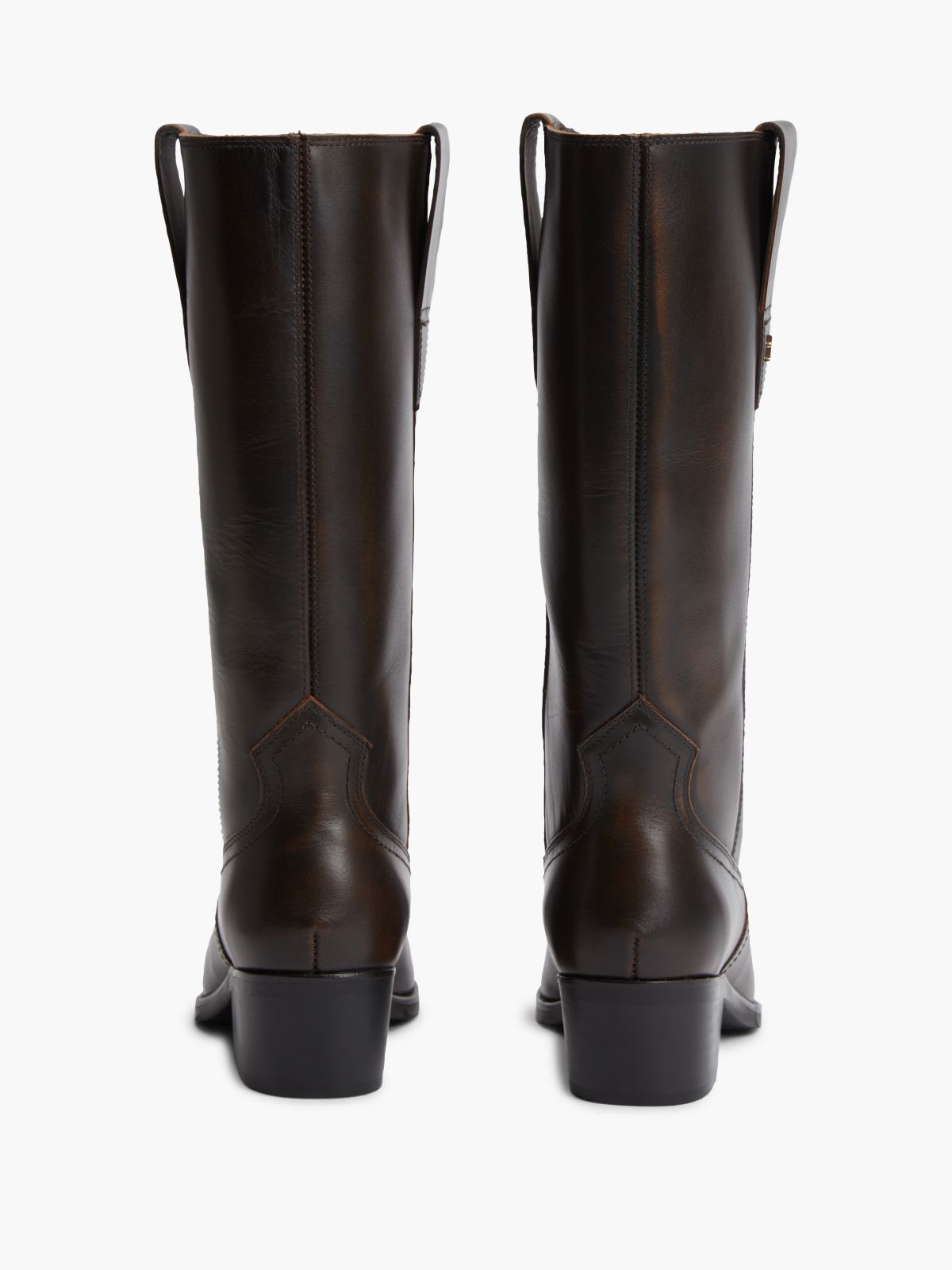 TH Monogram Leather Cowboy Boots — Brown
