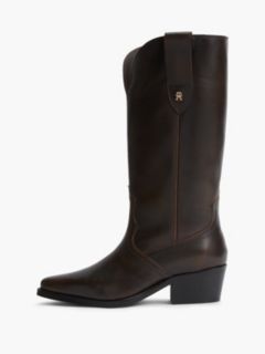TH Monogram Leather Cowboy Boots — Brown 7