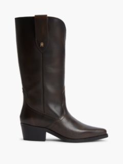 TH Monogram Leather Cowboy Boots — Brown 1
