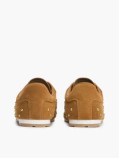 Suede Studded Low Profile Trainers — Brown 4