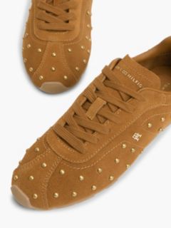 Suede Studded Low Profile Trainers — Brown 6