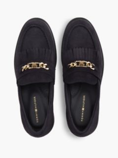 Suede Fringe Horsebit Loafers — Blue 3