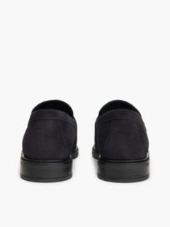 Suede Fringe Horsebit Loafers — Blue 4