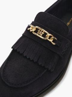 Suede Fringe Horsebit Loafers — Blue 6