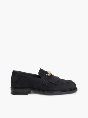 blue suede fringe horsebit loafers for women tommy hilfiger