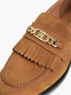 Suede Fringe Horsebit Loafers — Brown 6