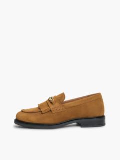 Suede Fringe Horsebit Loafers — Brown 7