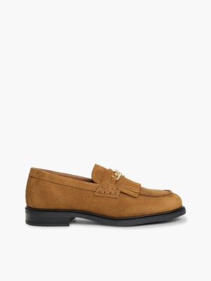 brown suede fringe horsebit loafers for women tommy hilfiger