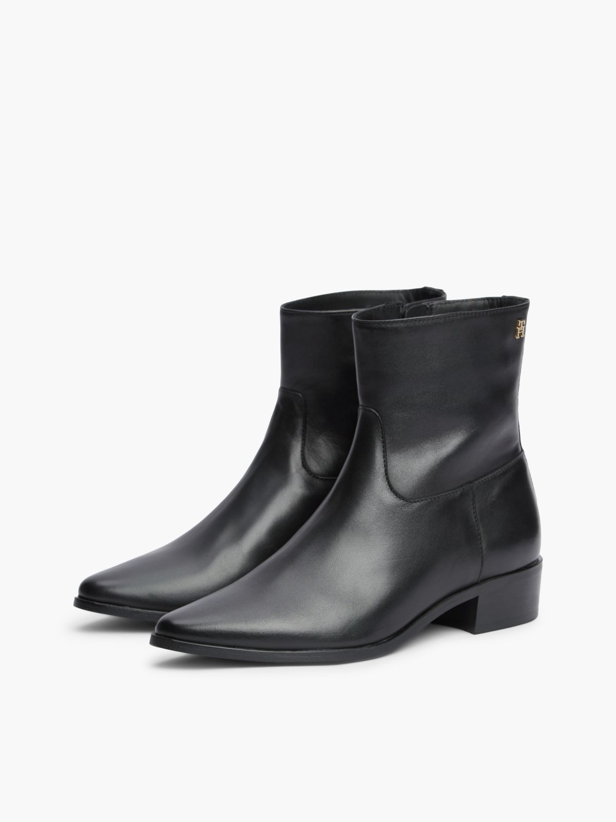 Leather Zip-Up Ankle Boots — Black