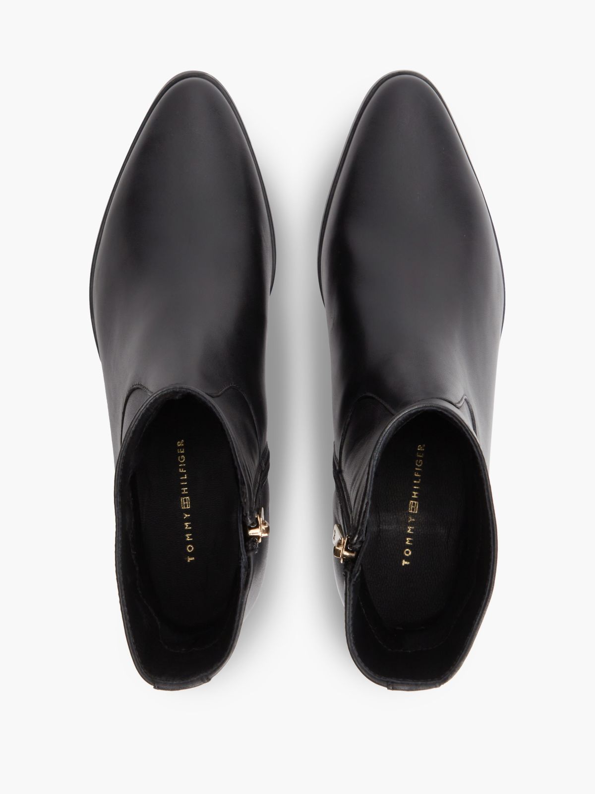 Leather Zip-Up Ankle Boots — Black