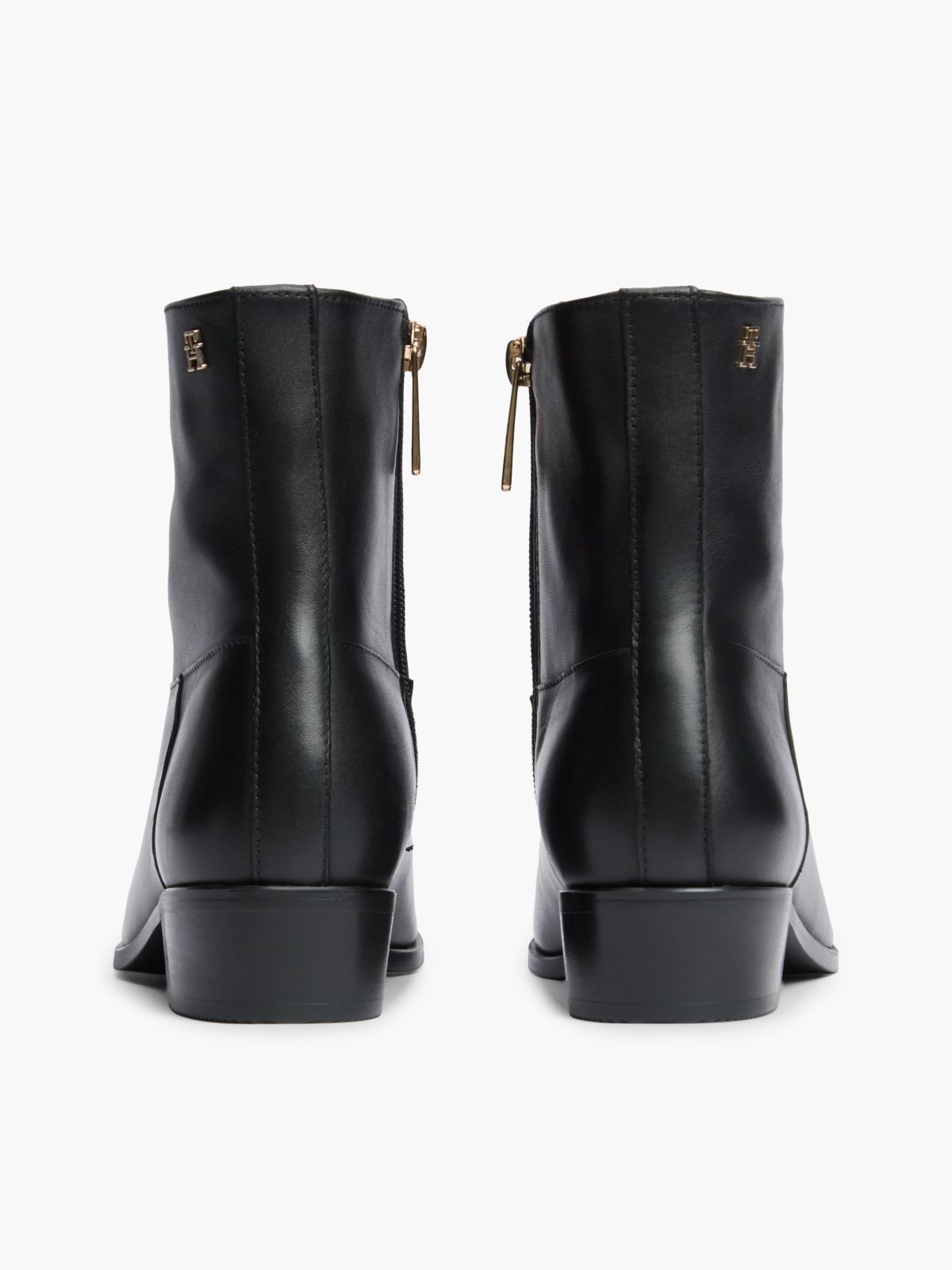 Leather Zip-Up Ankle Boots — Black