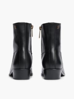 Leather Zip-Up Ankle Boots — Black 4