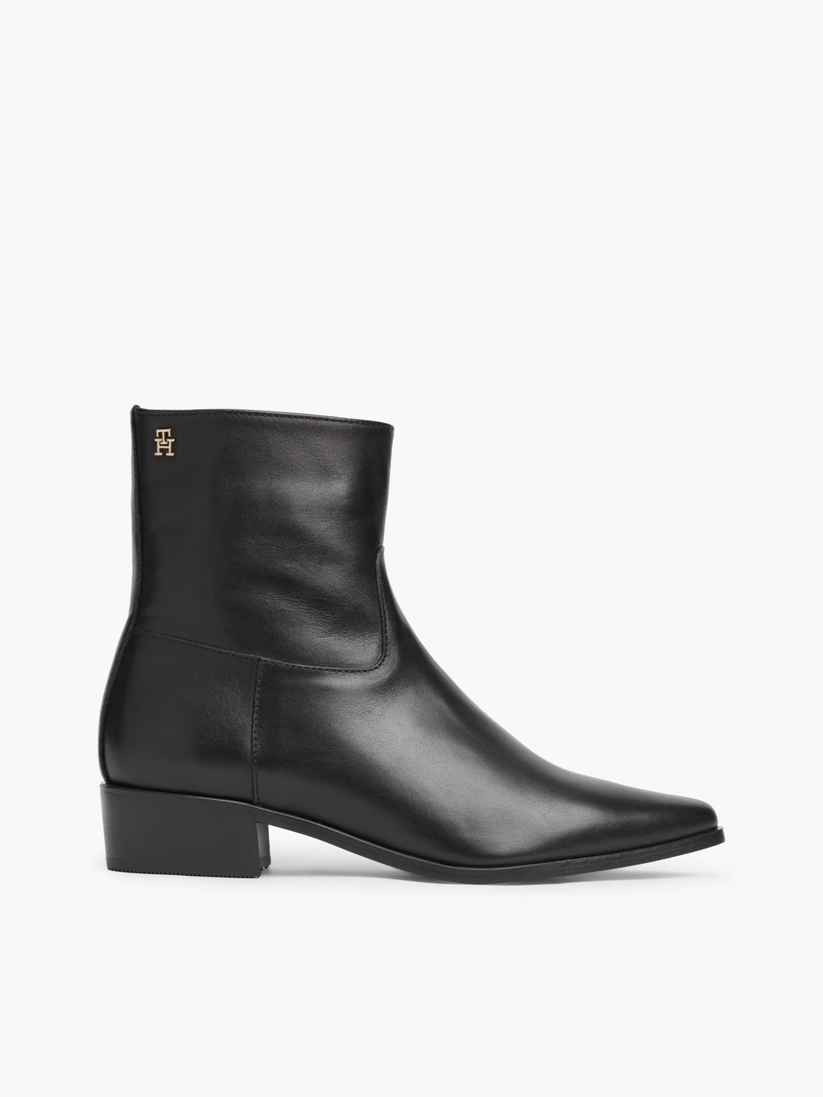 Leather Zip-Up Ankle Boots — Black