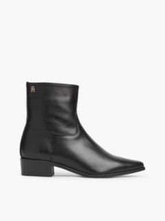 Leather Zip-Up Ankle Boots — Black 1