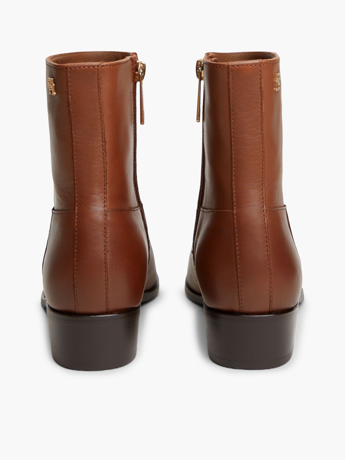 Leather Zip-Up Ankle Boots — Brown