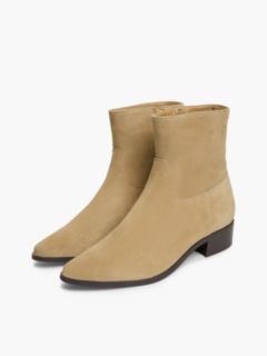 Suede Zip-Up Ankle Boots — Khaki 2