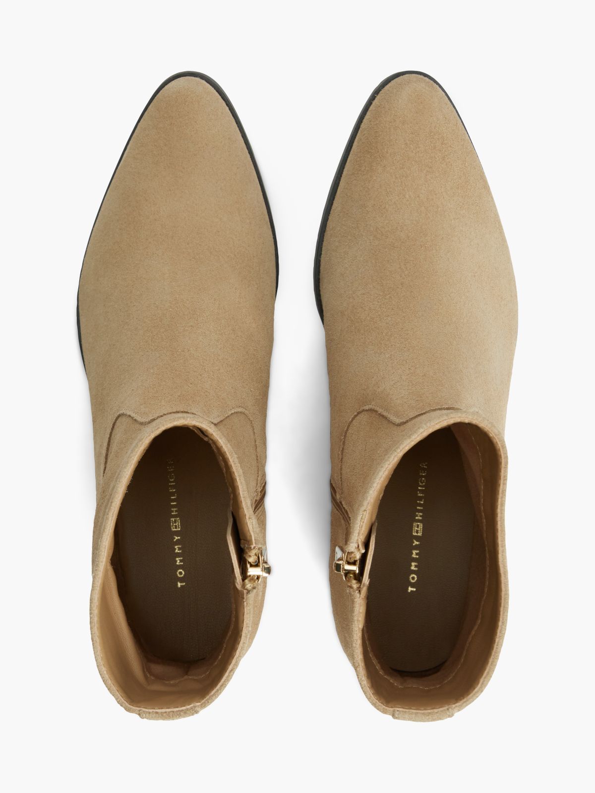 Suede Zip-Up Ankle Boots — Khaki