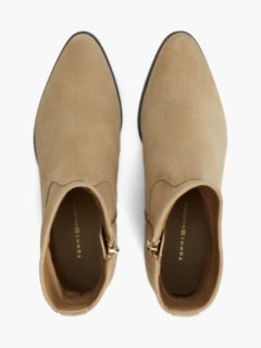 Suede Zip-Up Ankle Boots — Khaki 3