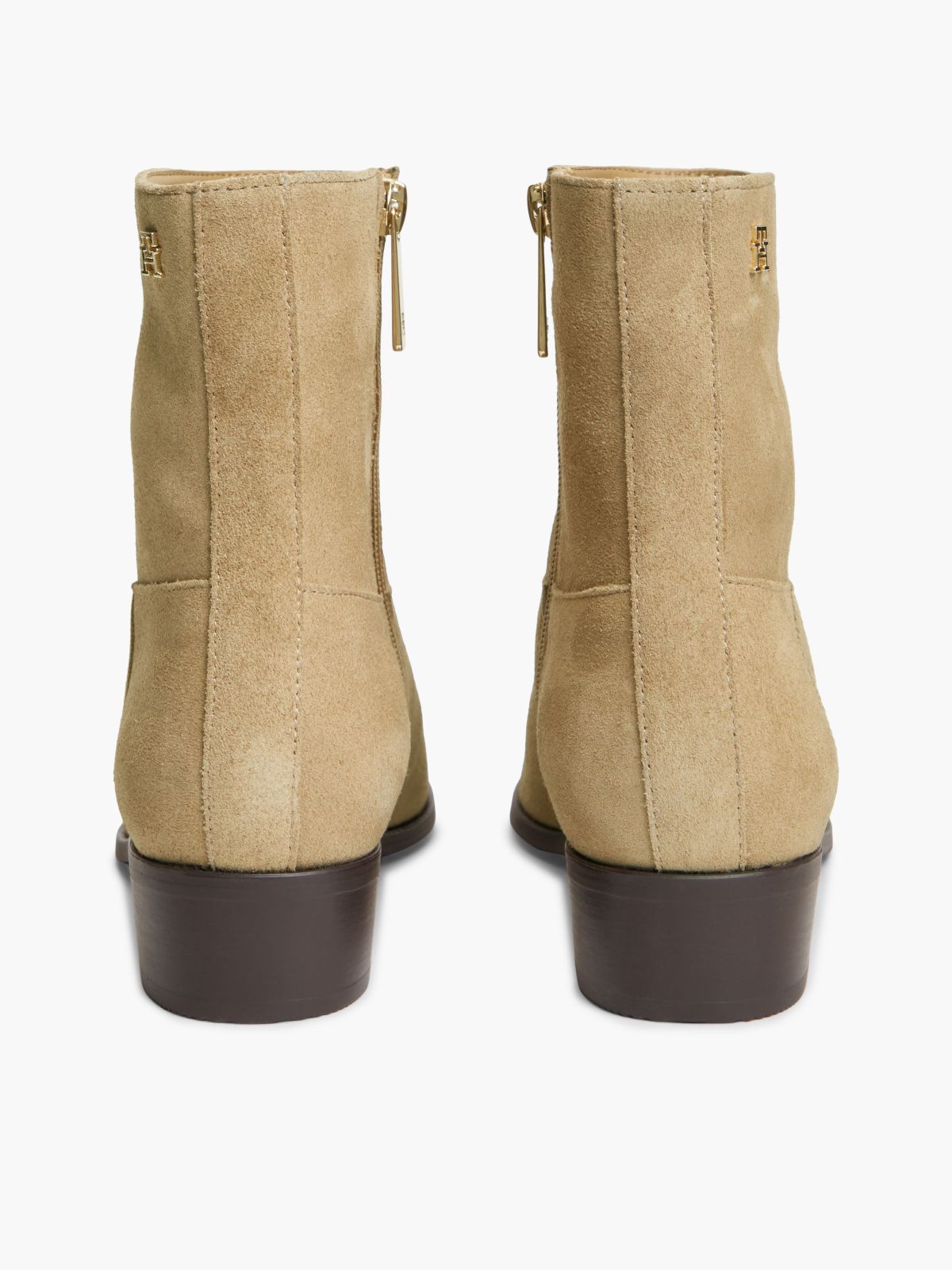 Suede Zip-Up Ankle Boots — Khaki