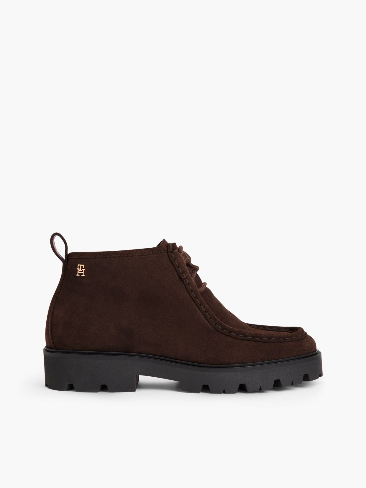 Suede Lace-Up Cleat Chukka Boots — Brown