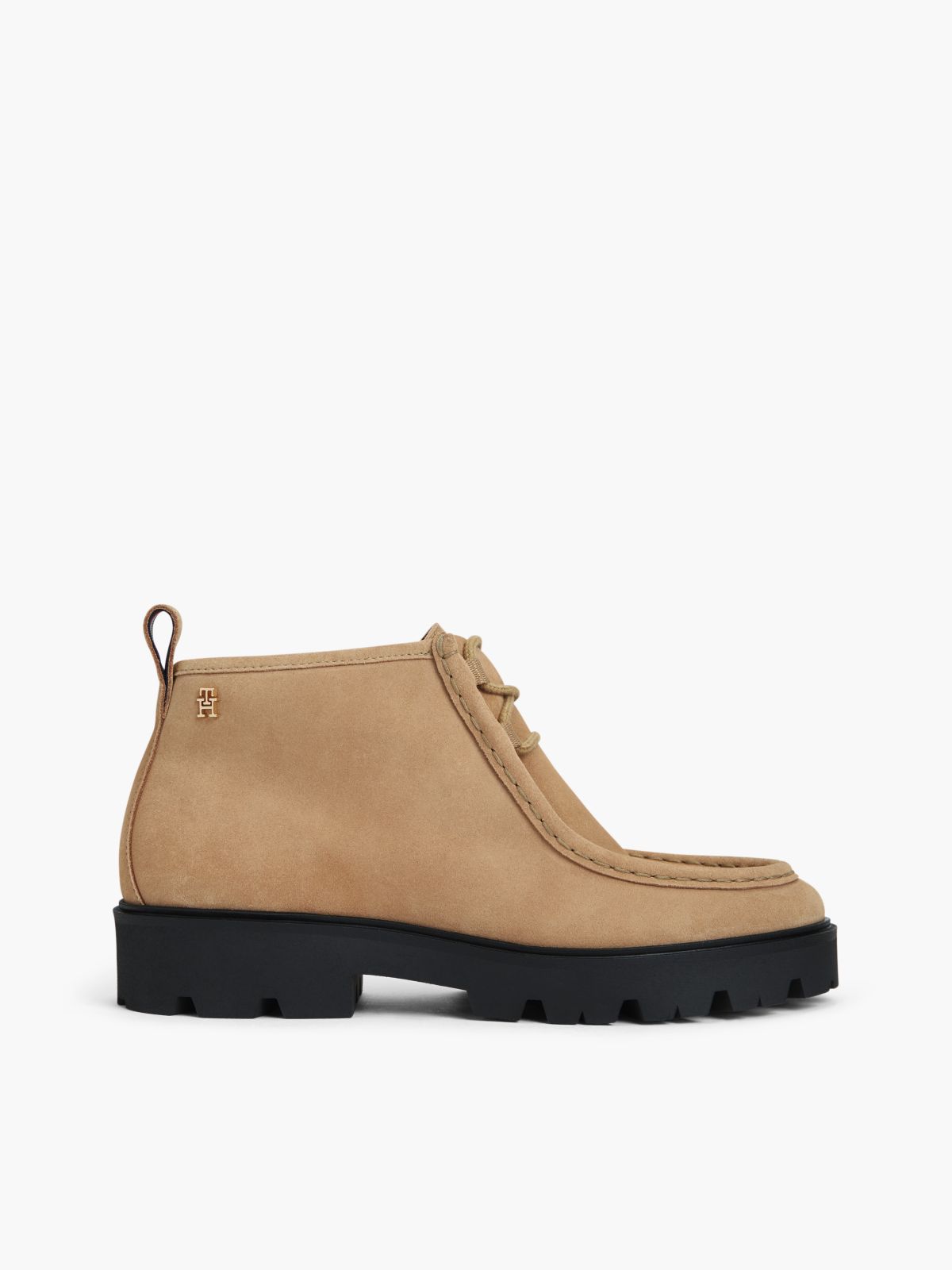 Suede Lace-Up Cleat Chukka Boots — Khaki