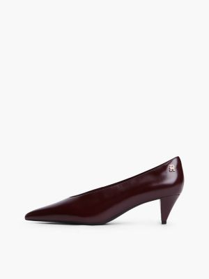 rot kitten heels aus leder mit spitzer zehenpartie für damen - tommy hilfiger