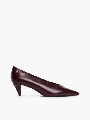 red kitten heels aus leder mit spitzer zehenpartie für damen - tommy hilfiger