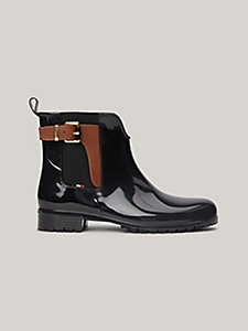 black buckled ankle wellies for women tommy hilfiger
