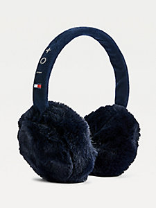 blauw bluetooth koptelefoon met pluche oorwarmers voor unisex - tommy hilfiger