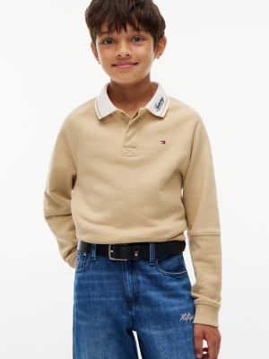 blue kids' enamel flag square buckle leather belt for kids gender inclusive tommy hilfiger