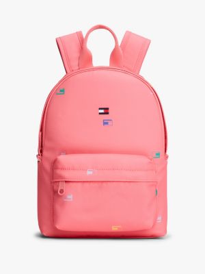 pink kids' mesh pocket dome backpack for kids gender inclusive tommy hilfiger
