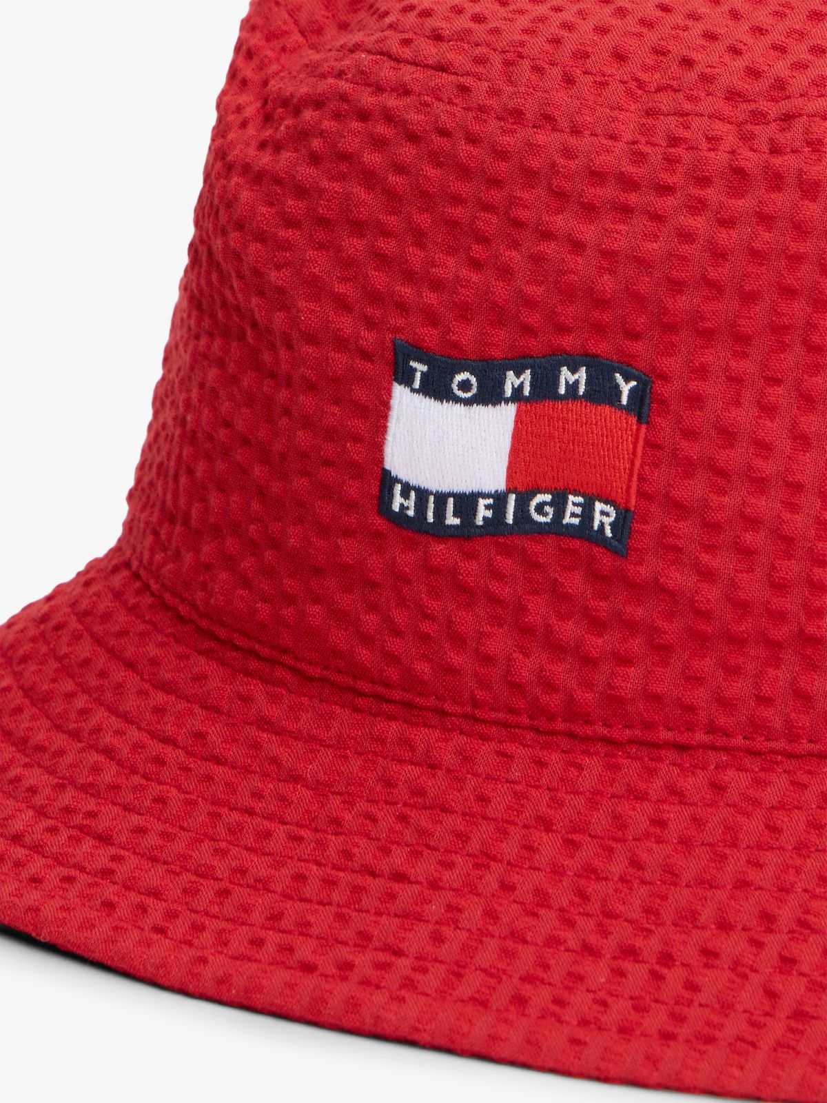 Kids' Wavy Flag Seersucker Bucket Hat — Red