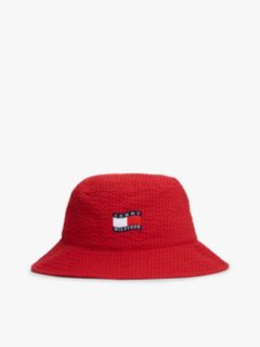 Kids' Wavy Flag Seersucker Bucket Hat — Red 1
