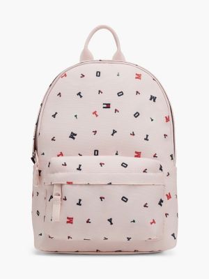 pink kids' logo print dome backpack for kids gender inclusive tommy hilfiger