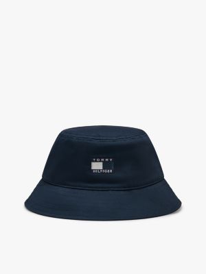 blue kids' tonal flag logo bucket hat for kids gender inclusive tommy hilfiger