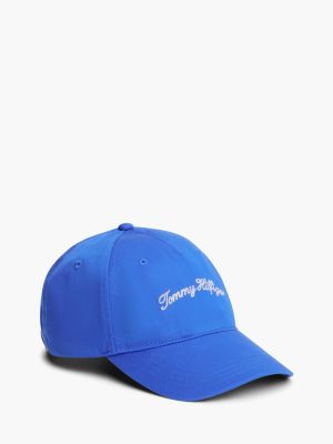 blue kids' logo embroidery five-panel baseball cap for kids gender inclusive tommy hilfiger