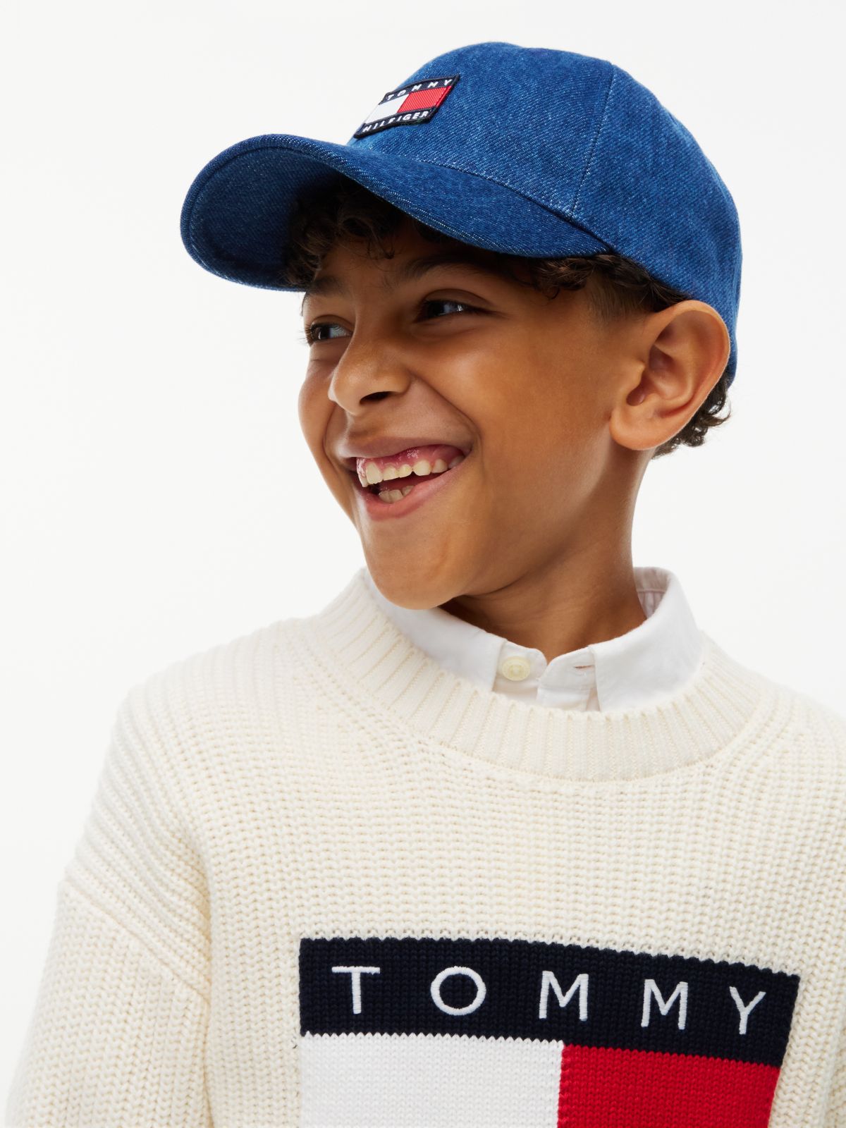 Kids' Flag Logo Denim Baseball Cap — Blue