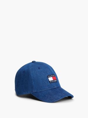 blue kids' flag logo denim baseball cap for kids gender inclusive tommy hilfiger