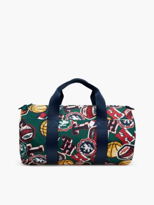 green kids' textile varsity logo duffel bag for kids gender inclusive tommy hilfiger