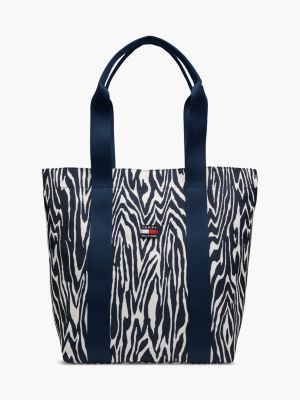 blue dziecięca tekstylna torba typu tote z logo dla dziewczynki - tommy hilfiger
