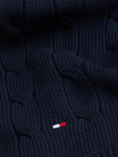 Kids' Cable Knit Flag Embroidery Scarf — Blue 2