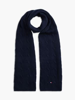 écharpe en maille torsadée pour enfant blue pour enfants genre inclusif tommy hilfiger